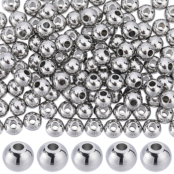 304 Stainless Steel Spacer Beads, Round, Stainless Steel Color, 6x5mm, Hole: 2mm, 150pcs