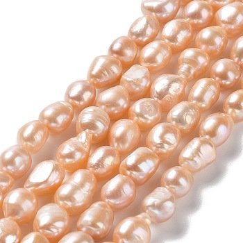 Natural Cultured Freshwater Pearl Beads Strands, Two Side Polished, Grade 4A, PeachPuff, 10~12x9~10x7~8mm, Hole: 0.6mm, about 32~33pcs/strand, 13.19''(33.5~34.5cm)
