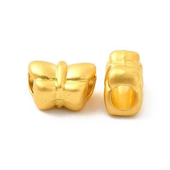 Rack Plating Alloy European Beads, Large Hole Beads, Lead Free & Cadmium Free & Nickel Free, Butterfly, Matte Gold Color, 8.5x13x7.5mm, Hole: 4.5mm