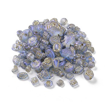Transparent Acrylic Beads, Metal Enlaced, Mixed Shapes, Light Steel Blue, 7.5~22.5x7.5~21x5.5~13mm, Hole: 1.2~5.5mm, about 485pcs/500g