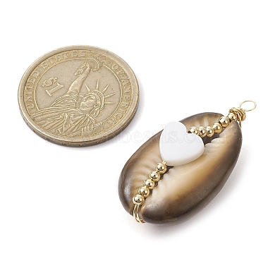 Natural Cowrie Shell Copper Wire Wrapped Pendants(PALLOY-JF02451-02)-2