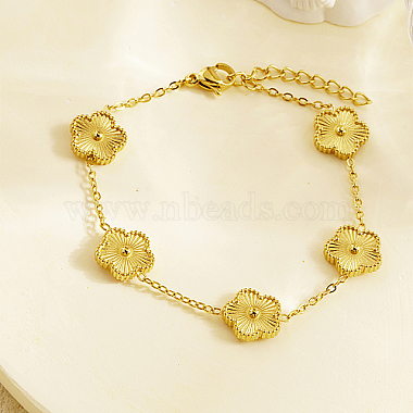 Stainless Steel Flower Link Chain Bracelet(KW3287-1)-2