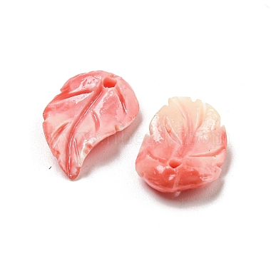 Synthetic Coral Dyed Leaf Charms(CORA-Q034-02-01)-2