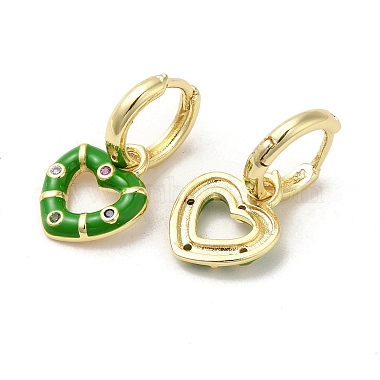 Heart Real 18K Gold Plated Brass Dangle Hoop Earrings(EJEW-L268-038G-03)-2