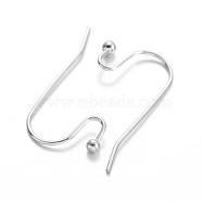 Brass Earring Hooks, Platinum, 12x22mm, Pin: 0.7mm(KK-F371-24P)