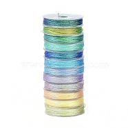 12 Rolls 12 Colors 6-Ply PET Polyester Cord, for Jewelry Making, Blue, 0.4mm, about 18~20m/roll, 1 roll/color(OCOR-L046-03C)