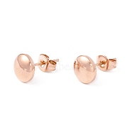 6 Pairs 304 Stainless Steel Flat Round Stud Earrings for Women, Rose Gold, 8mm, Pin: 1mm(EJEW-A067-20RG)