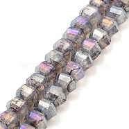 Imitation Jade Glass Beads Strands, Faceted, AB Color Plated, Rondelle, Gray, 5x4.5mm, Hole: 1.2mm, about 70pcs/strand, 12.80''(32.5cm)(GLAA-P058-03A-05)