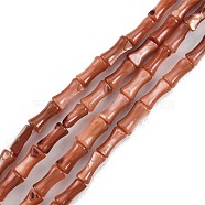 Natural Freshwater Shell Beads Strands, Dyed, Bamboo Stick Shape, Sienna, 8x4.5mm, Hole: 0.8mm, about 46pcs/strand, 14.49 inch(36.8cm)(SHEL-G013-01A)