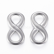 304 Stainless Steel Links connectors, Infinity, Stainless Steel Color, 20.5x10.5x2mm, Hole: 6x5.5mm(STAS-H410-03P)