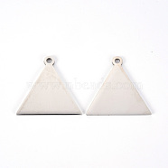 201 Stainless Steel Pendants, Laser Cut, Triangle, Stainless Steel Color, 30x31x1.2mm, Hole: 2.5mm(STAS-Q239-002B)