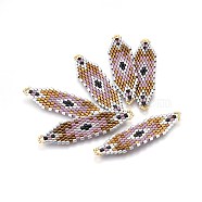 MIYUKI & TOHO Handmade Japanese Seed Beads Links, Loom Pattern, Shuttle Shape, Colorful, 50~52x13~14x1.7mm, Hole: 1.5mm(SEED-A027-T103)