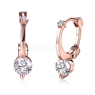 Fashion Popular Brass Micro Pave Cubic Zirconia Hoop Earrings, Rose Gold, 20x6mm(EJEW-BB15420)