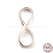 925 Sterling Silver Pendants, Infinity Charms, with 925 Stamp, Silver, 18.6x7x2.4mm, Hole: 6.7x4.7mm(STER-NH0001-05A-S)