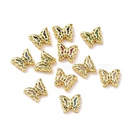 Eco-friendly Brass Cubic Zirconia Multi-Strand Links, Cadmium Free & Lead Free, Butterfly, Golden, Mixed Color, 10x12x5mm, Hole: 1.2mm(KK-D076-07A-G)