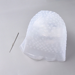 Reusable Silicone Hair Cap, Hair Coloring Dye Cap, with Needles, for Women Girls Dyeing Hair, Clear, Platinum, 31x22cm(X-AJEW-WH0021-07)