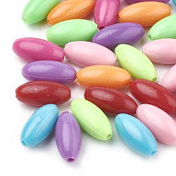 Opaque Acrylic Beads, Oval, Mixed Color, 14.5~15x7mm, Hole: 1.5mm, about 1450pcs/500g(MACR-S296-01)