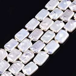 ABS Plastic Imitation Pearl Beads Strands, AB Color Plated, Rectangle, Light Goldenrod Yellow, 26x15x4~4.5mm, Hole: 1mm, about 26pcs/strand, 15.35 inch(39cm)(KY-N015-07-A05)