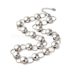 Handmade 304 Stainless Steel Necklaces, Flat Round Chains Necklaces, Stainless Steel Color, 16.54 inch(42cm)(NJEW-Q333-02D-01)