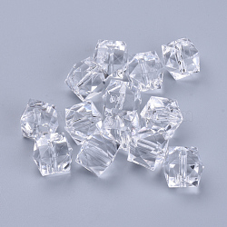 Transparent Acrylic Beads, Faceted, Cube, Clear, 10x10x8mm, Hole: 1.5mm(X-TACR-Q259-10mm-V01)