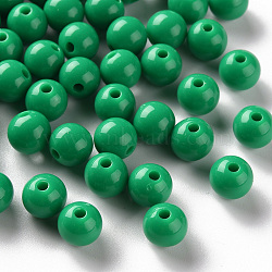 Opaque Acrylic Beads, Round, Green, 8x7mm, Hole: 2mm(X-MACR-S370-C8mm-24)