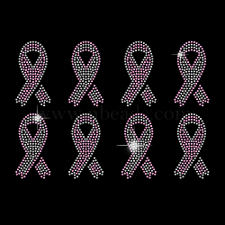 Breast Cancer Awareness Bibbon Glass Hotfix Rhinestone, Iron on Appliques, Costume Accessories, for Clothes, Bags, Pants, Hot Pink, 297x210mm(DIY-WH0303-092)