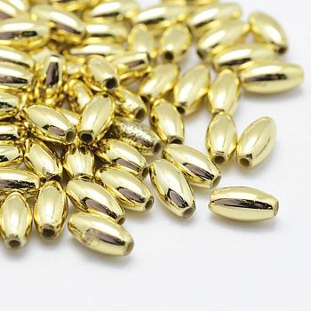 Plating Eco-Friendly Plastic Beads, Oval, Golden Plated, 8x4mm, Hole: 1mm, about 7300~7600pcs/500g