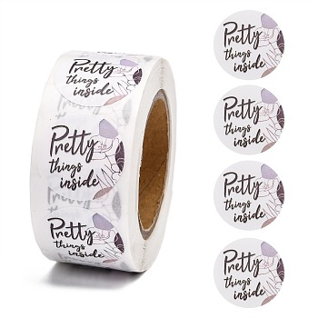 Pretty Things Inside Stickers, Adhesive Roll Sticker Labels, for Envelopes, Bubble Mailers and Bags, Mixed Color, 25mm, 500pcs/roll
