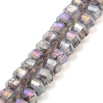 Imitation Jade Glass Beads Strands, Faceted, AB Color Plated, Rondelle, Gray, 5x4.5mm, Hole: 1.2mm, about 70pcs/strand, 12.80''(32.5cm)