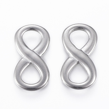 304 Stainless Steel Links connectors, Infinity, Stainless Steel Color, 20.5x10.5x2mm, Hole: 6x5.5mm