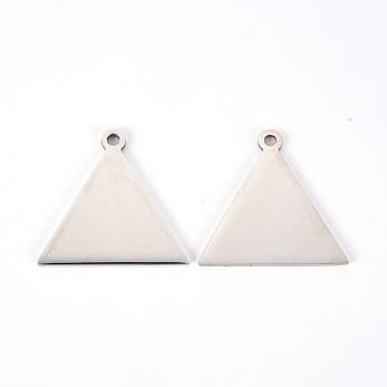 201 Stainless Steel Pendants, Laser Cut, Triangle, Stainless Steel Color, 30x31x1.2mm, Hole: 2.5mm