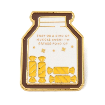 Trophy Candy Jar Train Hedgehog Golden Alloy Brooches, Enamel Pins, Bottle, 44x34x1.4mm