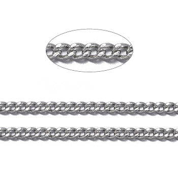 Brass Twisted Chains, Curb Chains, Diamond Cut, Soldered, Faceted, with Spool, Oval, Lead Free & Nickel Free & Cadmium Free, Platinum, 2x1.5x0.45mm, about 301.83 Feet(92m)/roll