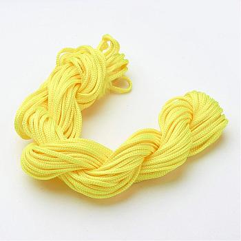 Nylon Thread for Jewelry Making, Yellow, 2mm, about 13.12 yards(12m)/bundle, 10bundles/bag, about 131.23 yards(120m)/bag