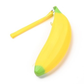 Silicone Imitation Fruits Shape Pen Bag, Stationery Storage Boxes for Pens, Pencils, Banana, Yellow, 214x98x32mm
