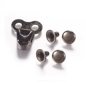 Alloy Boot Lace Hooks For Climbing and Outdoor Shoes, with Rivets, Gunmetal, 20x18x7mm, Hole: 4mm