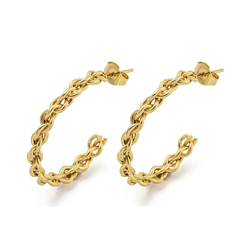 304 Stainless Steel Earrings for Women, C-Shape, Golden, 29.5x4mm
