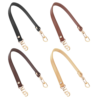 WADORN 4Pcs 4 Color PU Leather Bag Handles, with Alloy Swivel Clasps and Iron D Clasps, for Bag Replacement Accessories, Mixed Color, 32.8x1.25x1.05cm, 4 color, 1pc/color, 4pcs