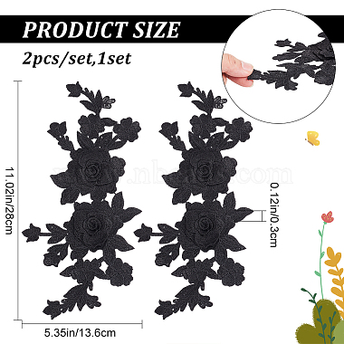 аксессуары для цветочного орнамента с вышивкой из полиэстера(PATC-WH0006-08)-2