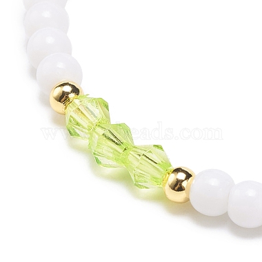 Mauvais œil en résine et bracelet extensible en perles acryliques pour femme(BJEW-JB08609-03)-5