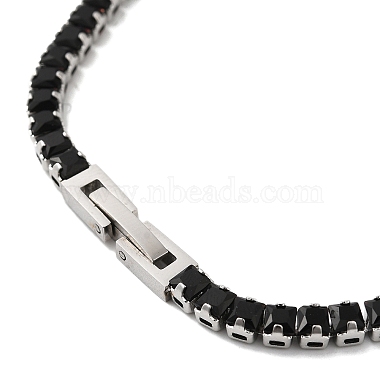 Black Cubic Zirconia Tennis Bracelet(BJEW-M301-01P-01)-3