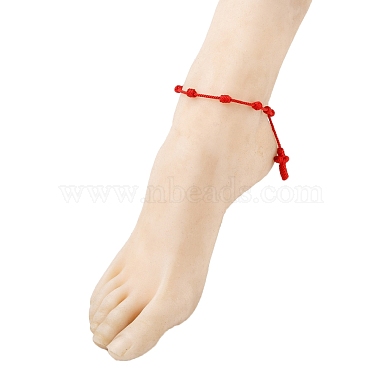 Bracelets de cheville tressés en fil de nylon réglable(AJEW-AN00313)-5