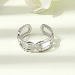 304 Stainless Steel Cuff Open Rings, Stainless Steel Color, 7mm, 18mm(RJEW-P188-02C-P)