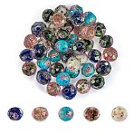 60pcs 5 Colors Handmade Gold Sand Lampwork Beads, Inner Flower, Faceted Rondelle, Mixed Color, 9~10x7~8mm, Hole: 2mm, 10pcs/color(LAMP-SZ0001-19)