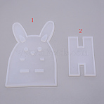 Rabbit Cellphone Holder Silicone Molds, Resin Casting Molds, For UV Resin, Epoxy Resin Making, White, 155x105x8mm, Inner Size: 150x100mm, 90x55x8mm, Inner Size: 84x47.5mm, 2pcs/set(DIY-WH0176-14)