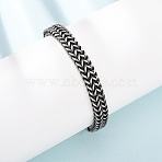 304 Stainless Steel Wheat Chain Bracelets for Women Men, Antique Silver, 8.27 inch(21cm)(BJEW-C148-01AS)