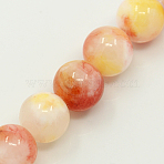Natural Persian Jade Beads Strands, Dyed, Round, Orange, 6mm, Hole: 1mm, about 62pcs/strand, 16 inch(X-G-D434-6mm-11)