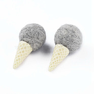 Wool Felt Ice Cream Crafts Supplies, for Baby Shower Gender Reveal Tent Decoration, Gray, 62~63x30~32mm(DIY-I031-A04)