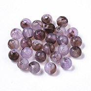Transparent Crackle Acrylic Beads, Round, Lilac, 5x4.5mm, Hole: 1.2mm, about 7300pcs/500g(CACR-N003-04A-01)