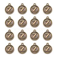 Alloy Pendant Cabochon Settings, For Enamel, Cadmium Free & Lead Free, Flat Round with Letter, Antique Bronze, Letter.Z, 14x12x2mm, Hole: 1.5mm(PALLOY-N156-01Z-AB)